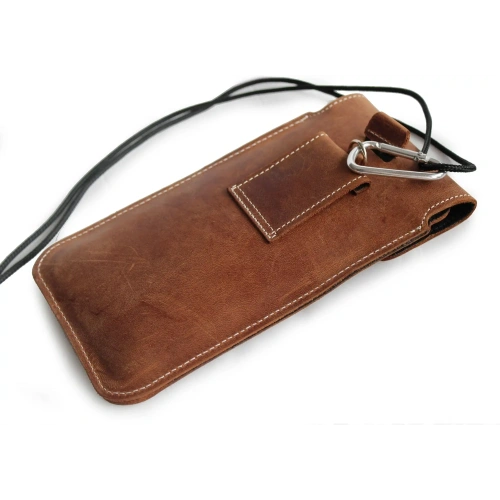 Buy LURESKO VISSA 4XL leather case for neck 170x80x9mm (vintage brown with white thread) - LUR61 - {ean13} - Home Screen Store Europe