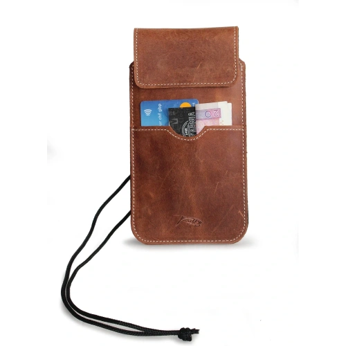 Buy LURESKO VISSA 4XL leather case for neck 170x80x9mm (vintage brown with white thread) - LUR61 - {ean13} - Home Screen Store Europe