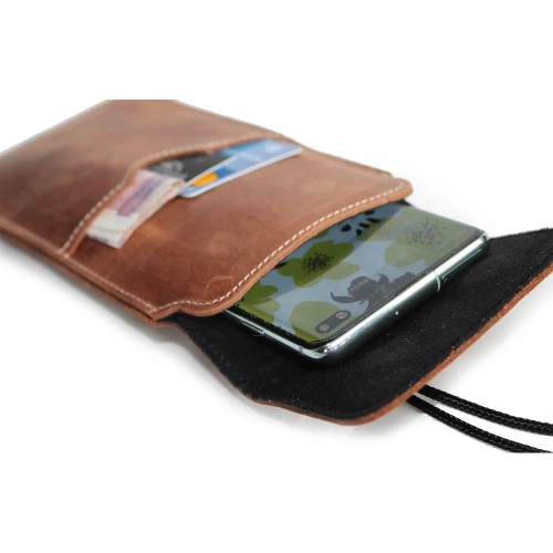 Buy LURESKO VISSA 4XL leather case for neck 170x80x9mm (vintage brown with white thread) - LUR61 - {ean13} - Home Screen Store Europe