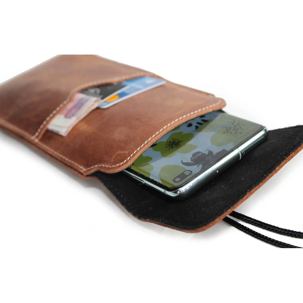 Skórzane etui LURESKO VISSA 4XL na szyję 170x80x9mm (brązowy vintage biała nić)