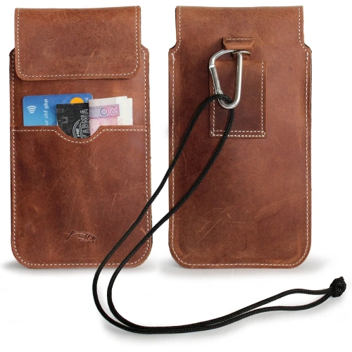Buy LURESKO VISSA 4XL leather case for neck 170x80x9mm (vintage brown with white thread) - LUR61 - {ean13} - Home Screen Store Europe