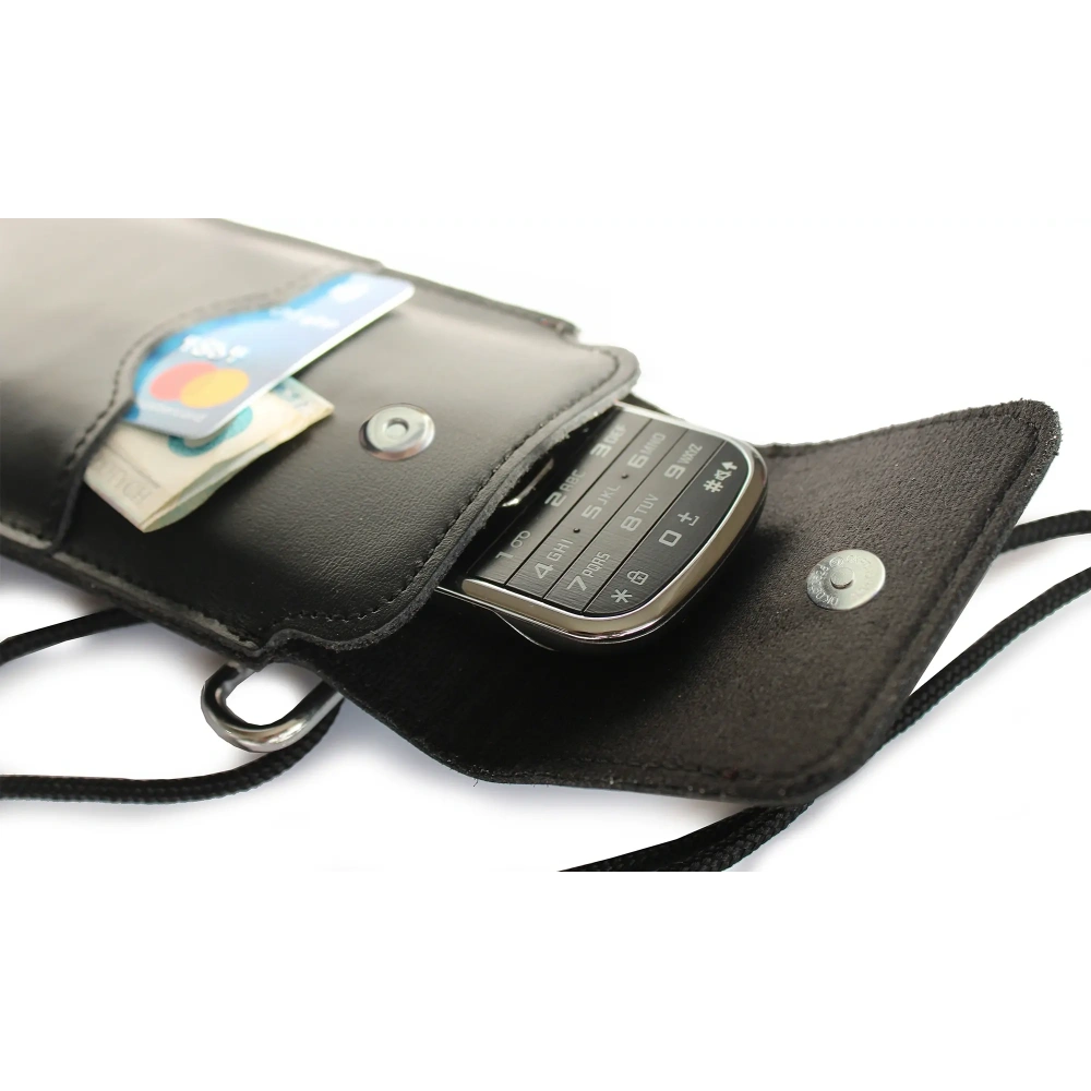 Skórzane etui LURESKO Vissa S na szyję S 144x71x9mm - BLACK