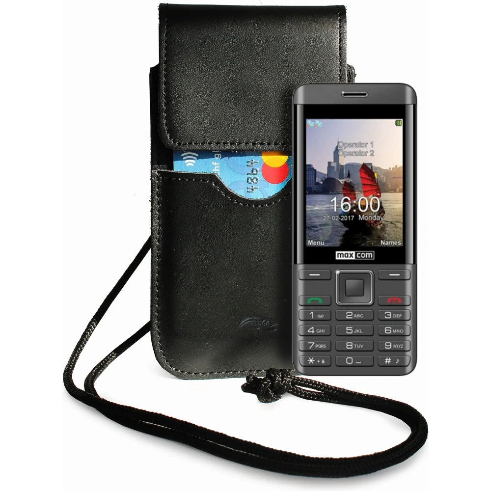 Skórzane etui LURESKO Vissa S na szyję S 144x71x9mm - BLACK