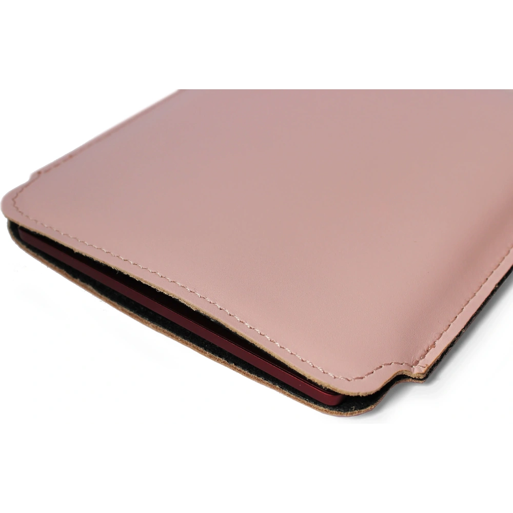 Skórzane etui LURESKO MASTER S na ebook 162x113x9mm (różowy gładki różowa nić)