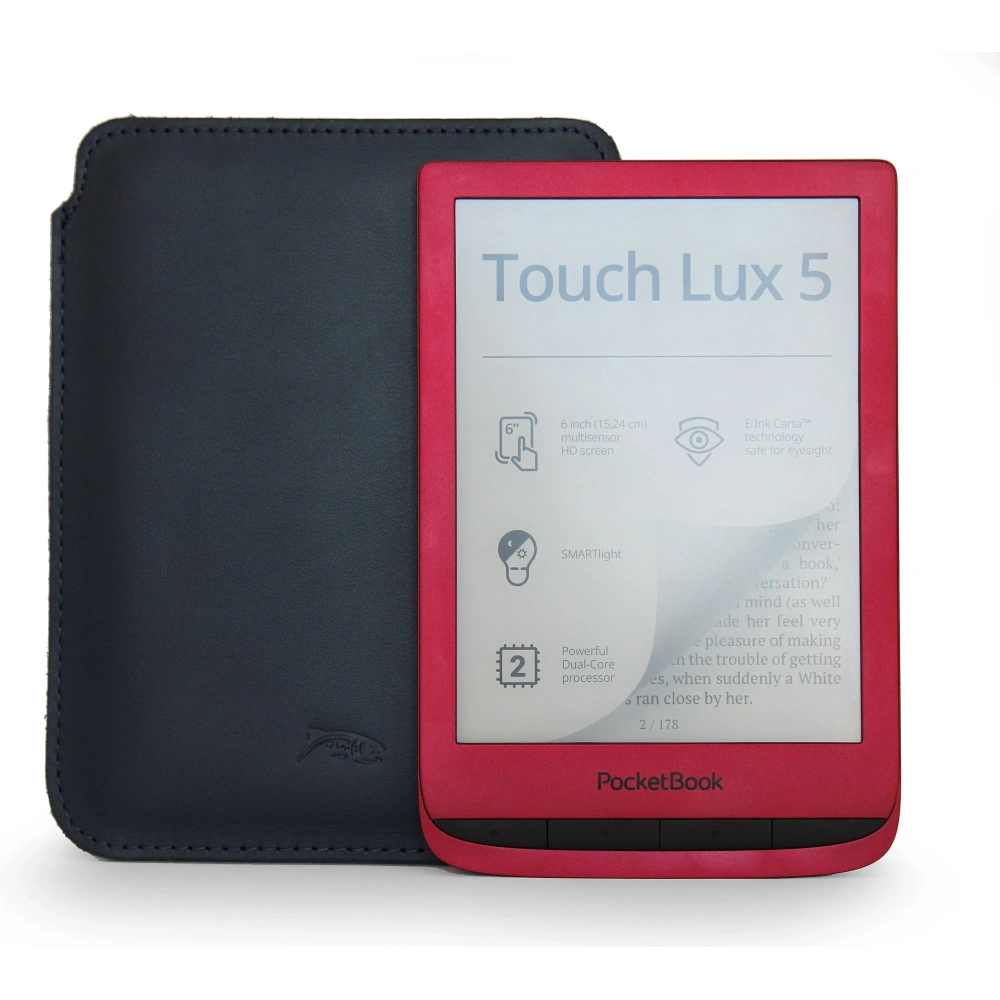 Skórzane etui LURESKO MASTER S na ebook 162x113x9mm (granatowy gładki)