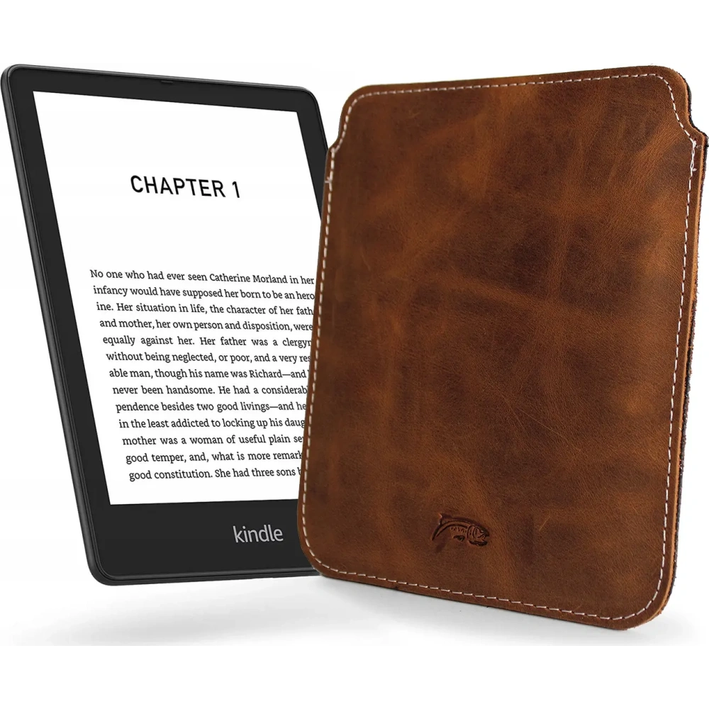 Skórzane etui LURESKO MASTER S na ebook 162x113x9mm (brąz vintage  biała nić)