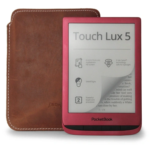 Buy LURESKO MASTER S leather case for ebook 162x113x9mm (vintage brown with white thread) - LUR68 - {ean13} - Home Screen Store Europe