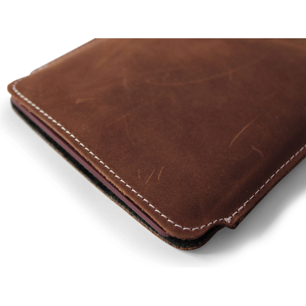 Skórzane etui LURESKO MASTER S na ebook 162x113x9mm (brąz vintage  biała nić)