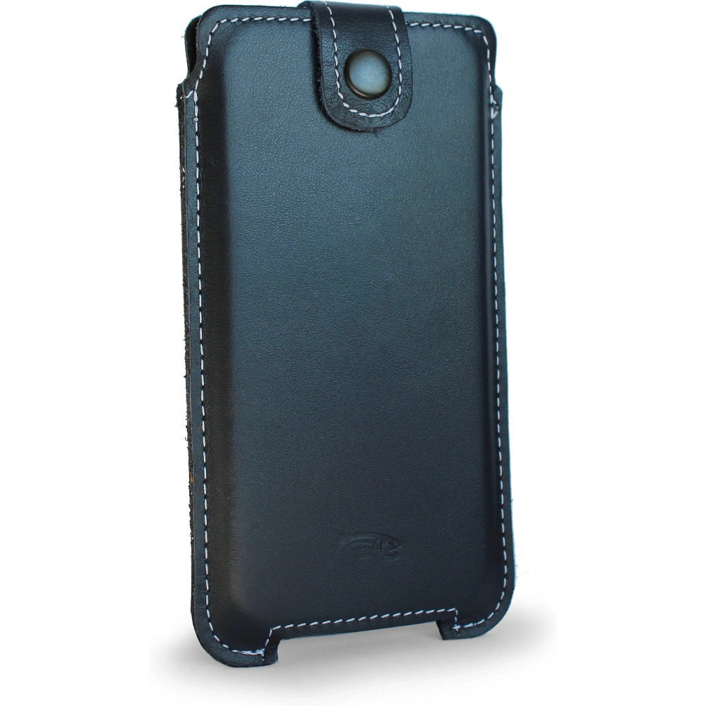 Skórzane etui LURESKO SOFIJA XXXL uniwersalne zapinane na pasek (granatowy gładki biała nić)