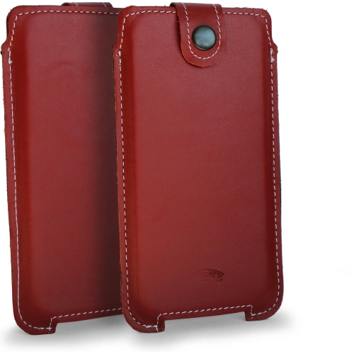 Buy LURESKO SOFIJA XXXL leather case universal with strap closure (red smooth with white thread) - LUR73 - {ean13} - Home Screen Store Europe