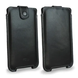 Buy LURESKO SOFIJA XXXL leather case universal with a strap closure (black smooth with white thread) - LUR74 - {ean13} - Home Screen Store Europe