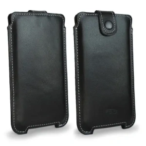 Buy LURESKO SOFIJA XXXL leather case universal with a strap closure (black smooth with white thread) - LUR74 - {ean13} - Home Screen Store Europe