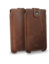 LURESKO SOFIJA XXXL leather case universal with a strap closure (vintage brown with white thread)