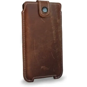 Buy LURESKO SOFIJA XXXL leather case universal with a strap closure (vintage brown with white thread) - LUR75 - {ean13} - Home Screen Store Europe
