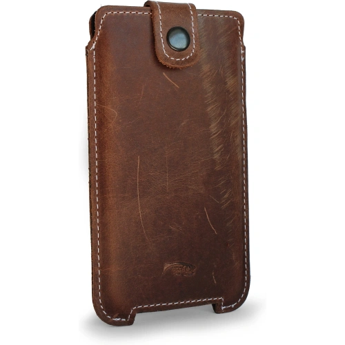 Buy LURESKO SOFIJA XXXL leather case universal with a strap closure (vintage brown with white thread) - LUR75 - {ean13} - Home Screen Store Europe