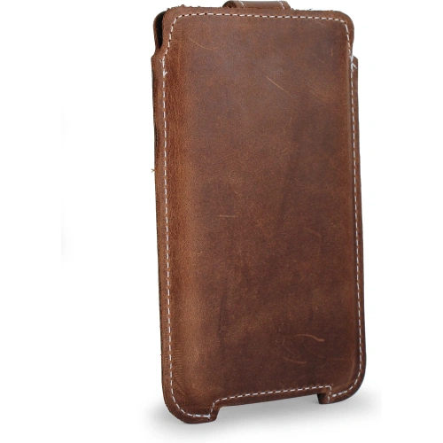 Buy LURESKO SOFIJA XXXL leather case universal with a strap closure (vintage brown with white thread) - LUR75 - {ean13} - Home Screen Store Europe