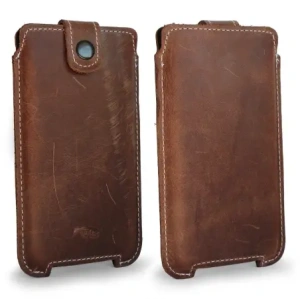 Buy LURESKO SOFIJA XXXL leather case universal with a strap closure (vintage brown with white thread) - LUR75 - {ean13} - Home Screen Store Europe