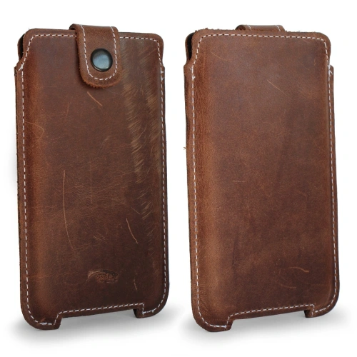 Buy LURESKO SOFIJA XXXL leather case universal with a strap closure (vintage brown with white thread) - LUR75 - {ean13} - Home Screen Store Europe