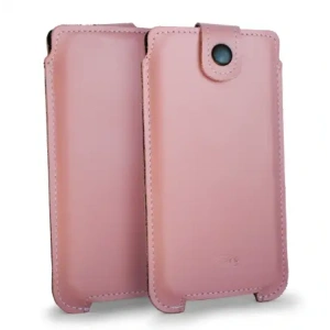 Buy LURESKO SOFIJA XXL leather case universal with strap closure (smooth pink with white thread) - LUR77 - {ean13} - Home Screen Store Europe