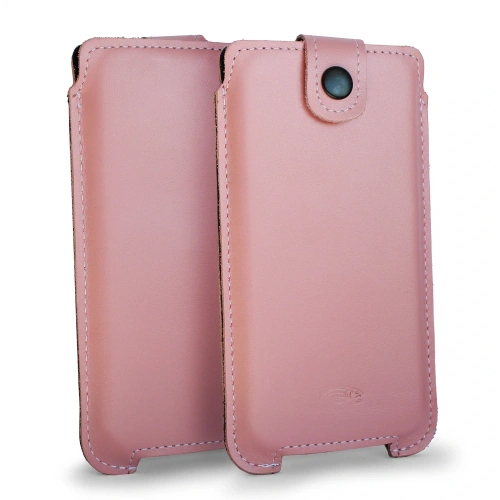 Buy LURESKO SOFIJA XXL leather case universal with strap closure (smooth pink with white thread) - LUR77 - {ean13} - Home Screen Store Europe