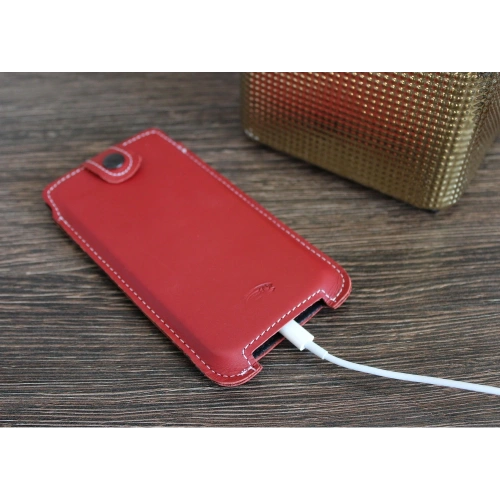 Buy LURESKO SOFIJA XXL leather case universal with strap closure (smooth pink with white thread) - LUR77 - {ean13} - Home Screen Store Europe