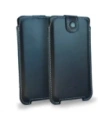 LURESKO SOFIJA XXL leather case universal with strap closure (navy blue smooth with white thread)