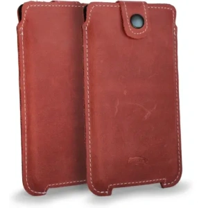 Buy LURESKO SOFIJA XXL leather case universal with strap closure (red vintage white thread) - LUR79 - {ean13} - Home Screen Store Europe