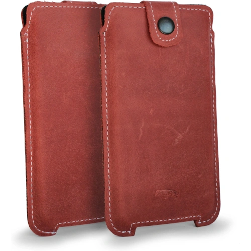Buy LURESKO SOFIJA XXL leather case universal with strap closure (red vintage white thread) - LUR79 - {ean13} - Home Screen Store Europe