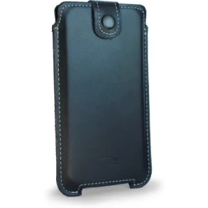 Buy LURESKO SOFIJA XXL leather case universal with strap closure (navy blue smooth with white thread) - LUR78 - {ean13} - Home Screen Store Europe