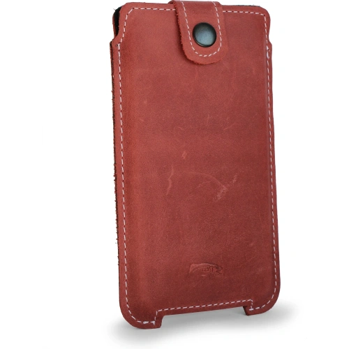 Buy LURESKO SOFIJA XXL leather case universal with strap closure (red vintage white thread) - LUR79 - {ean13} - Home Screen Store Europe