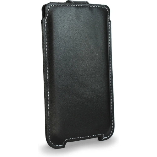 Buy LURESKO SOFIJA XXL leather case universal with strap closure (black smooth with white thread) - LUR81 - {ean13} - Home Screen Store Europe