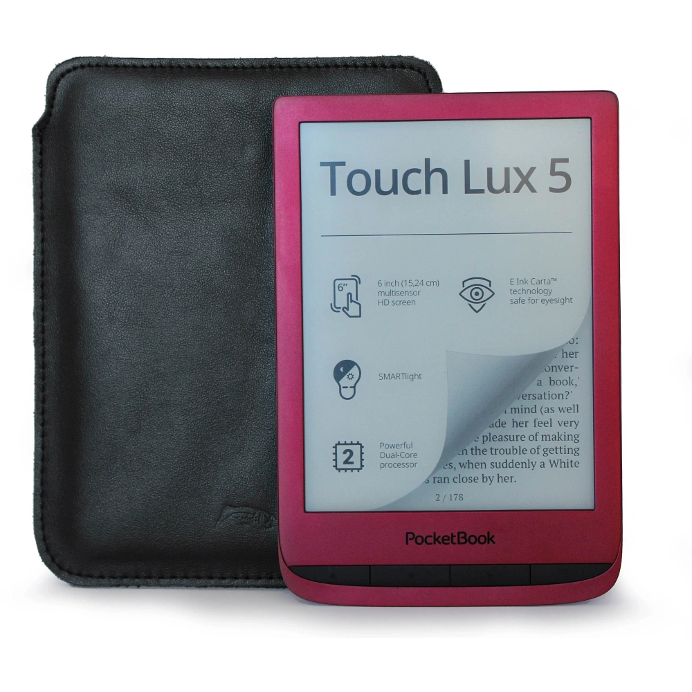 Skórzane etui LURESKO MASTER M na ebook 177x130x9mm (czarny gładki czarna nić) (PAP)