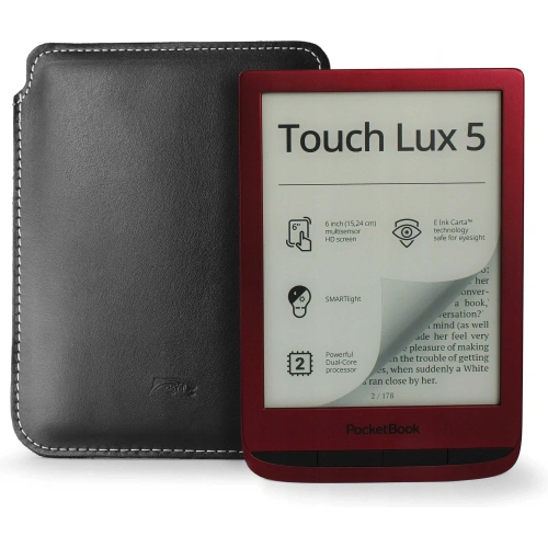 Buy LURESKO MASTER L leather case for ebook 198x139x9mm (black smooth with white thread) (INK) - LUR84 - {ean13} - Home Screen Store Europe
