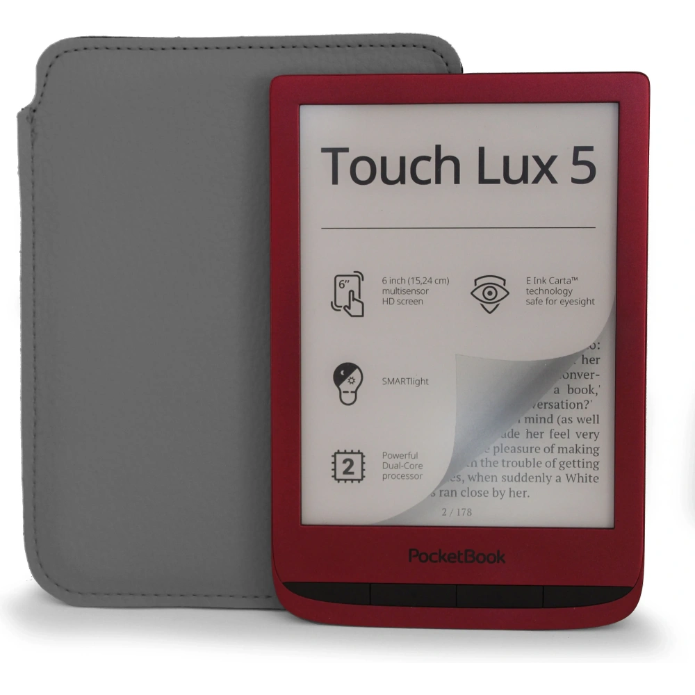 Skórzane etui wsuwane LURESKO na ebook 162x113x9mm (szary)