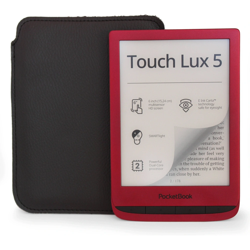 Skórzane etui wsuwane LURESKO na ebook 162x113x9mm (czarny)