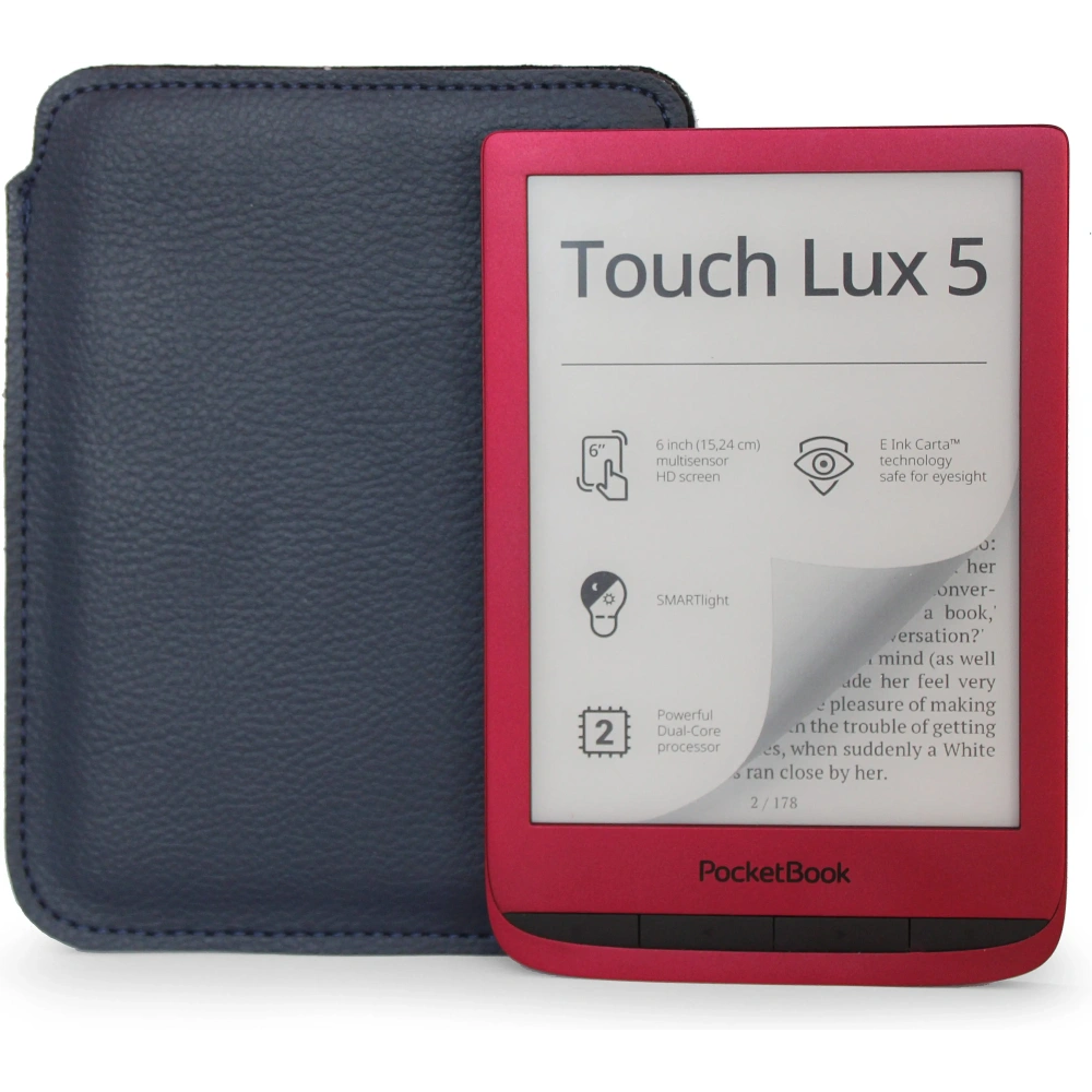 Skórzane etui wsuwane LURESKO na ebook 177x130x9mm (granatowy) (PAP)