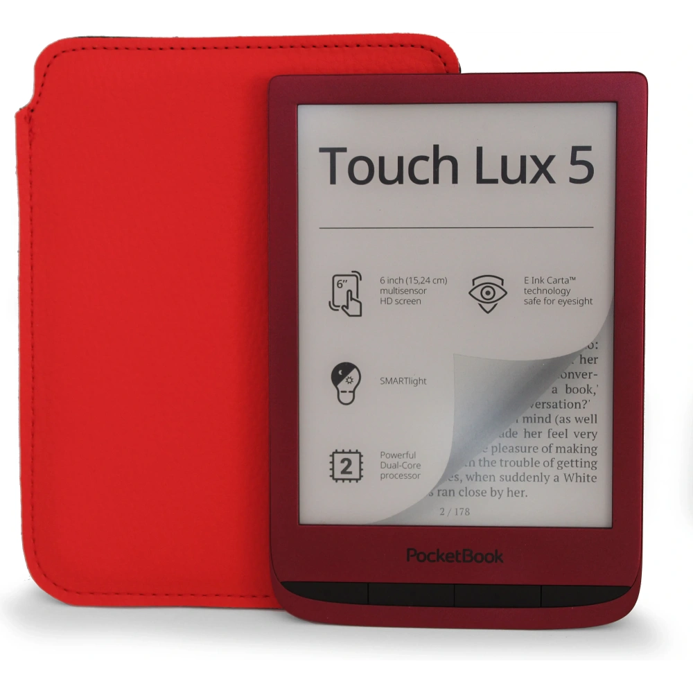 Skórzane etui wsuwane LURESKO na ebook 177x130x9mm (czerwony) (PAP)