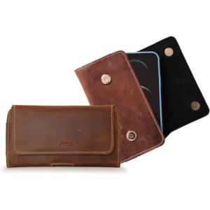 Buy LURESKO SUNNE XL leather holster for belt 165x82x12 (flat magnet) (vintage brown white thread) - LUR97 - {ean13} - Home Screen Store Europe