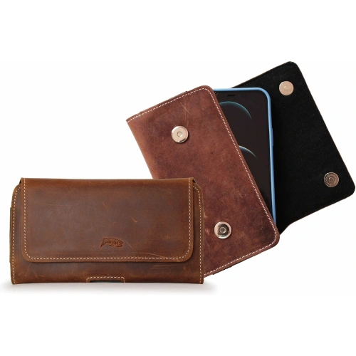 Kup LURESKO SUNNE XL Lederholster für Gürtel 165x82x12 (flacher Magnet) (vintage Braun mit weißem Faden) - LUR97 - {ean13} - Sklep Home Screen