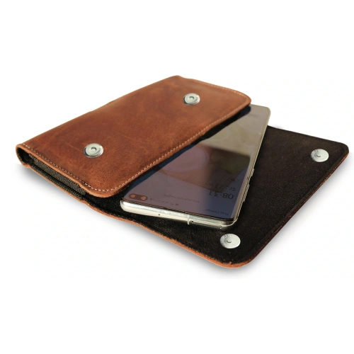 Kup LURESKO SUNNE XL Lederholster für Gürtel 165x82x12 (flacher Magnet) (vintage Braun mit weißem Faden) - LUR97 - {ean13} - Sklep Home Screen