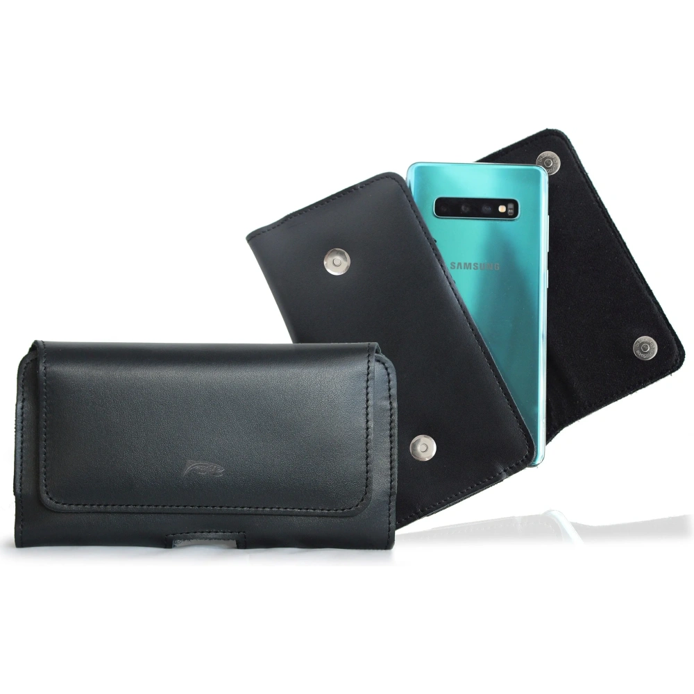 Skórzana kabura LURESKO SUNNE XXL do paska 170x85x12 (magnes płaski) (czarny gładki czarna nić)