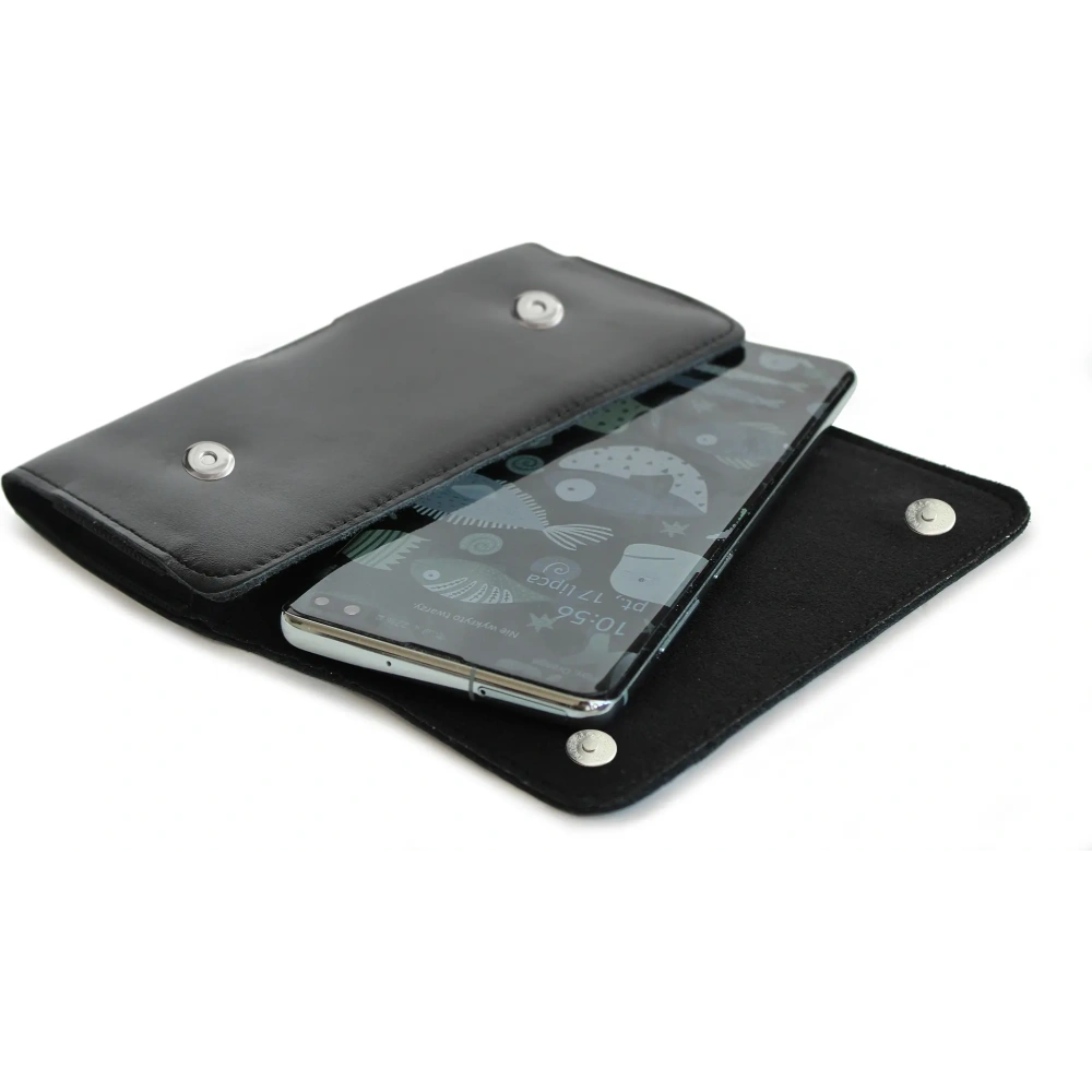 Skórzana kabura LURESKO SUNNE XXL do paska 170x85x12 (magnes płaski) (czarny gładki czarna nić)