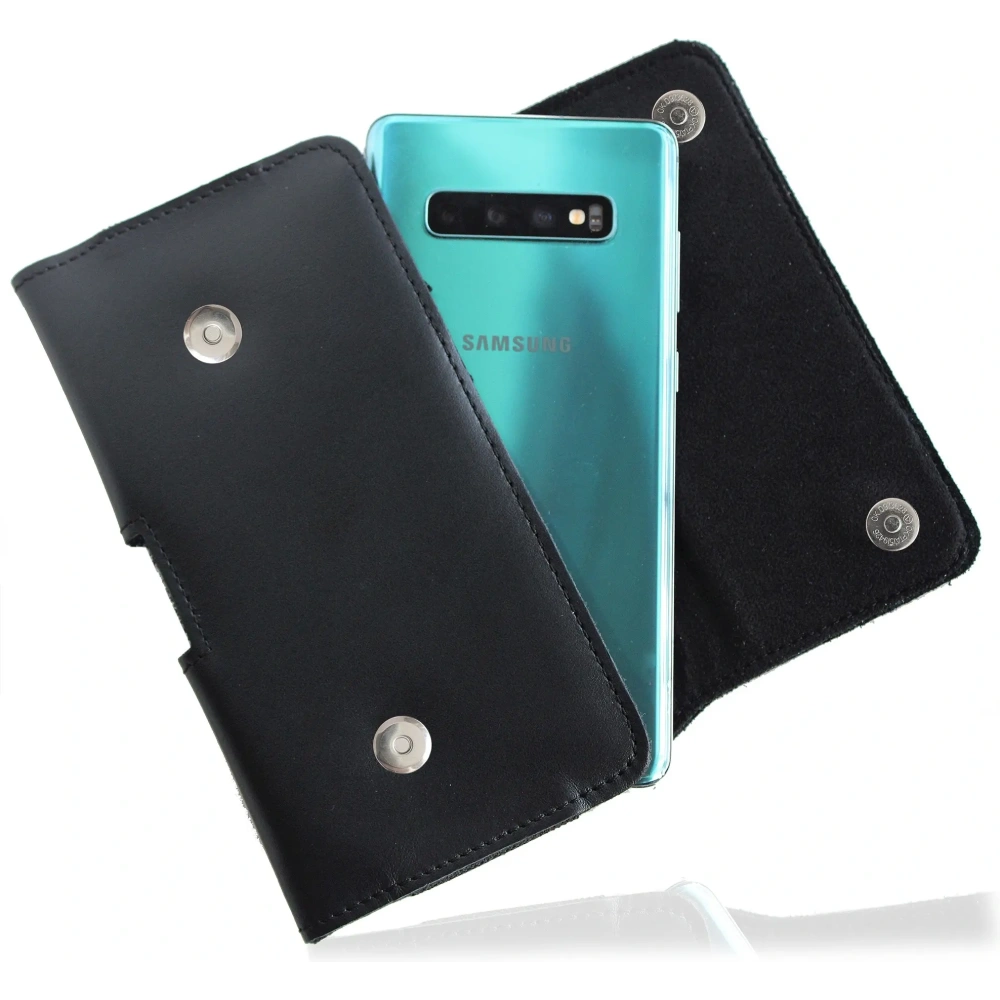 Skórzana kabura LURESKO SUNNE XXL do paska 170x85x12 (magnes płaski) (czarny gładki czarna nić)