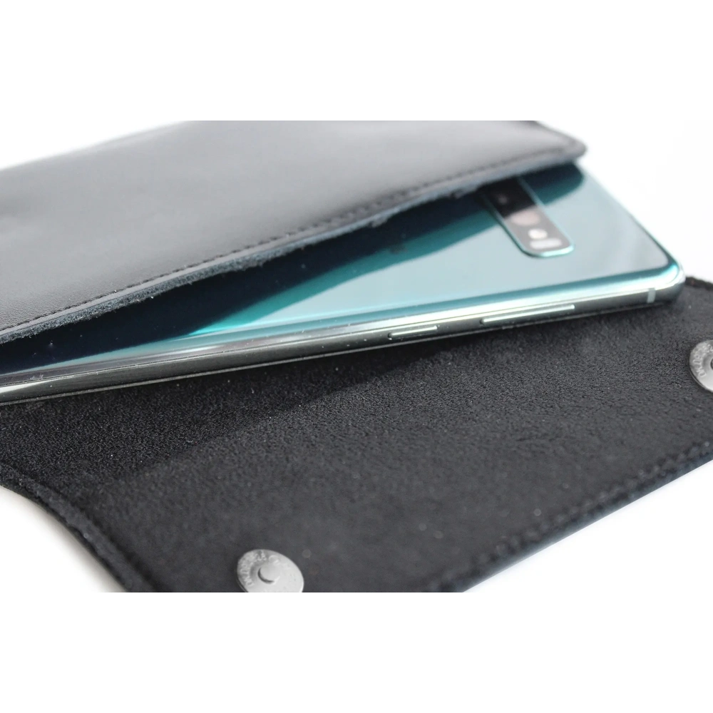 Skórzana kabura LURESKO SUNNE XXL do paska 170x85x12 (magnes płaski) (czarny gładki czarna nić)