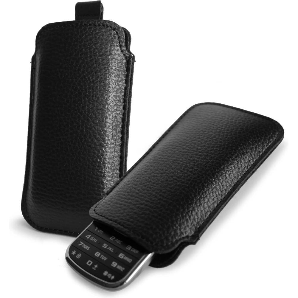 Skórzane etui wsuwane LURESKO SLEEVE XS na małe telefony / telefony klawiszowe 119mm x 53mm (czarny)