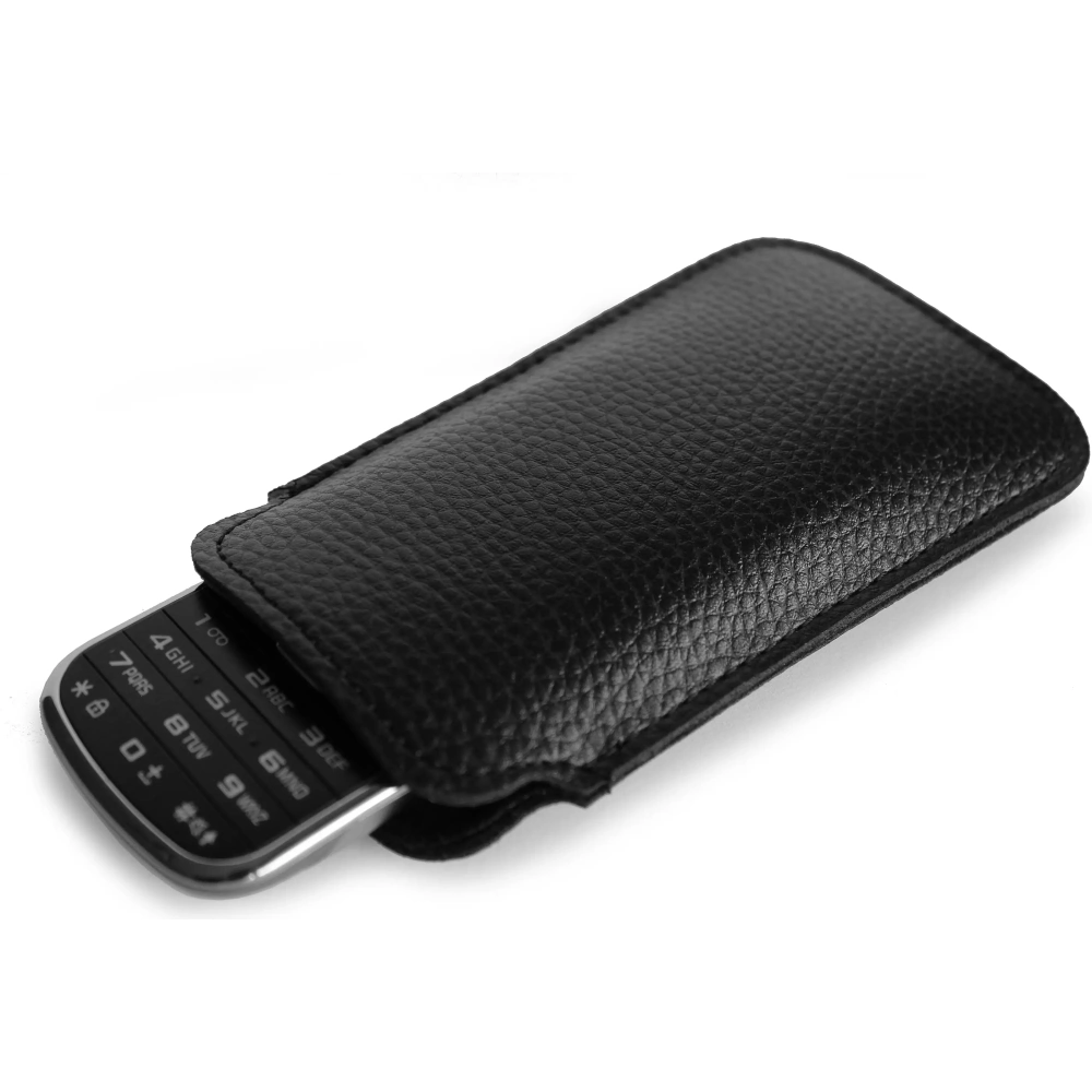 Skórzane etui wsuwane LURESKO SLEEVE XS na małe telefony / telefony klawiszowe 119mm x 53mm (czarny)