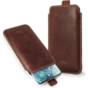 Buy LURESKO NEW LILLA XXXL leather slipcase slipcase for phone 6.5' - 6.9' (vintage brown with white thread) - LUR101 - {ean13} - Home Screen Store Europe