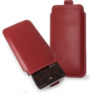 Buy LURESKO NEW LILLA XXXL leather slip case for phone 6.5' - 6.9' (smooth red with white thread) - LUR102 - {ean13} - Home Screen Store Europe