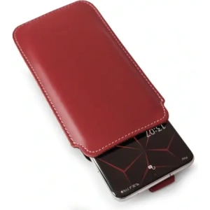 Buy LURESKO NEW LILLA XXXL leather slip case for phone 6.5' - 6.9' (smooth red with white thread) - LUR102 - {ean13} - Home Screen Store Europe