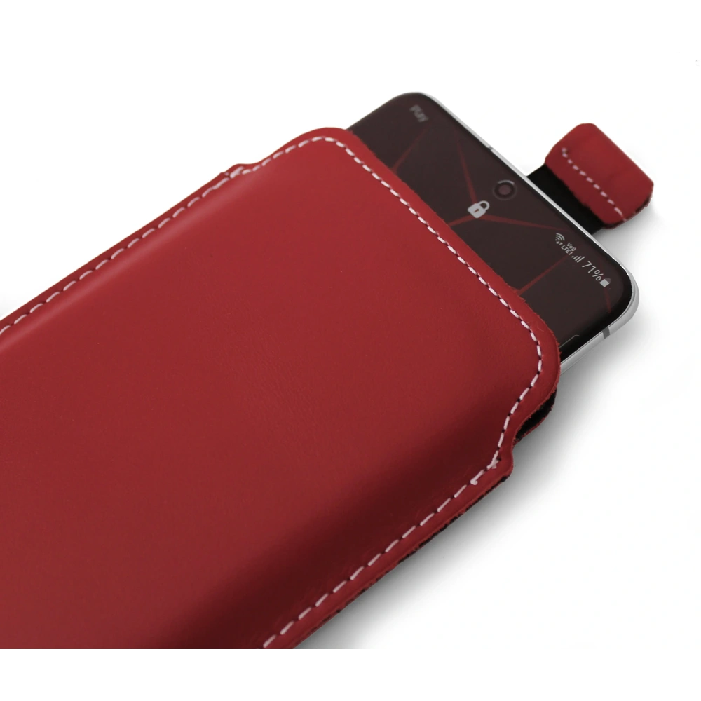 Skórzane etui wsuwane LURESKO NEW LILLA XXXL wsuwka na telefon 6.5' - 6.9' (czerwony gładki biała nić)